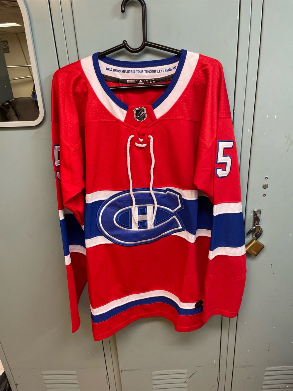 adidas Red and Blue Canadians Hockey Jersey with Team Crest